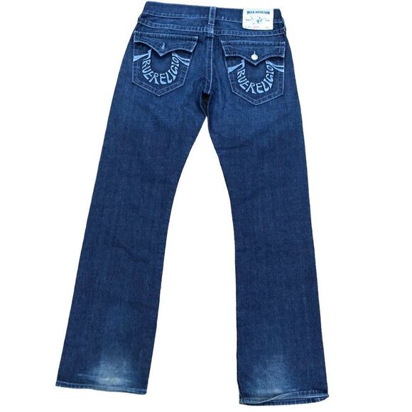 Vintage True Religion Jeans Size 32 STRAIGHT Embroidered Horseshoe Blue - Picture 2 of 12